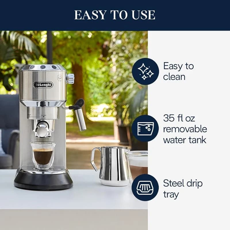 De’Longhi Dedica Espresso Machine with Manual Milk Frother — image 2