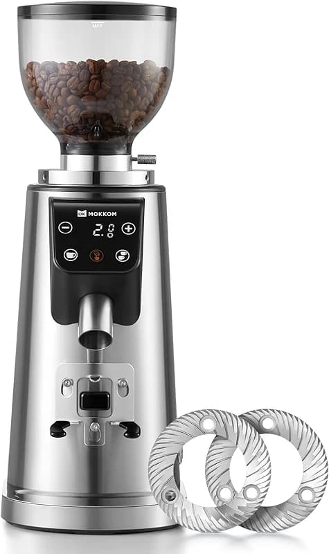 MOKKOM Professional 64mm Flat Burr Coffee Grinder with 100 Grind Settings — image 4