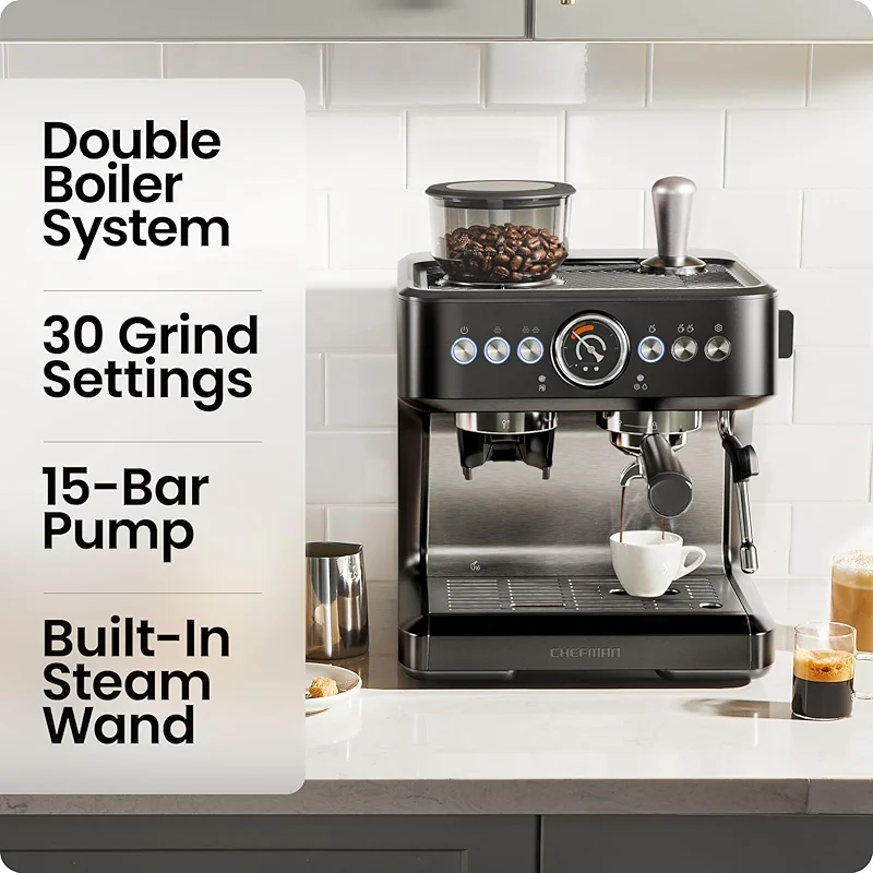 Chefman Crema Deluxe Espresso Machine with Double Boiler — image 2