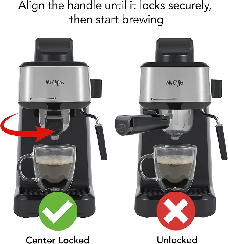 Mr. Coffee 4-Shot Steam Espresso Cappuccino and Latte Maker with Stainless
