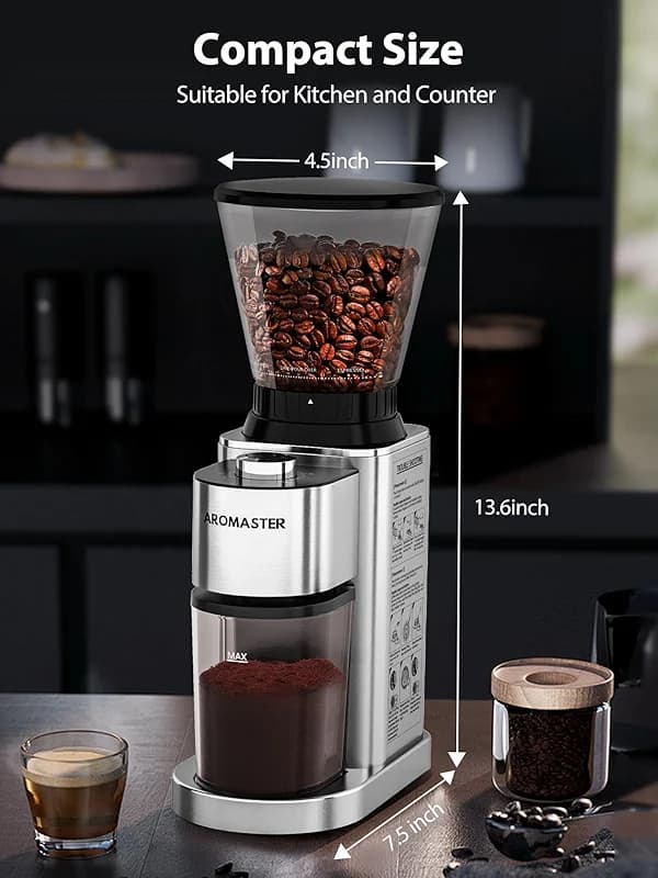 Aromaster Burr Coffee Grinder with 48 Gind Settings — image 6