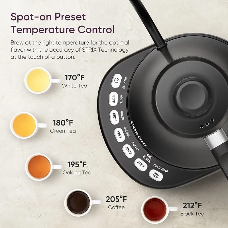 COSORI Electric Gooseneck Kettle with 5 Temperature Control Presets — image 5