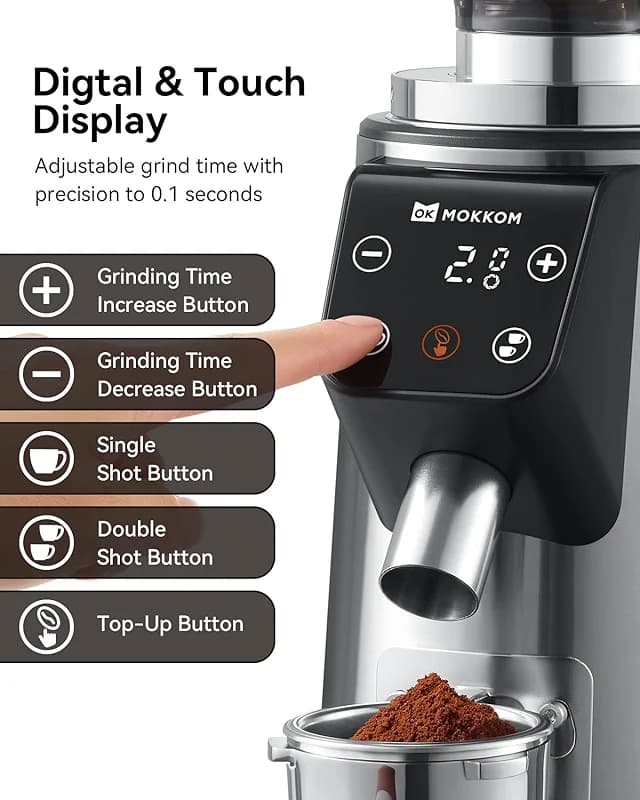MOKKOM Professional 64mm Flat Burr Coffee Grinder with 100 Grind Settings — image 3