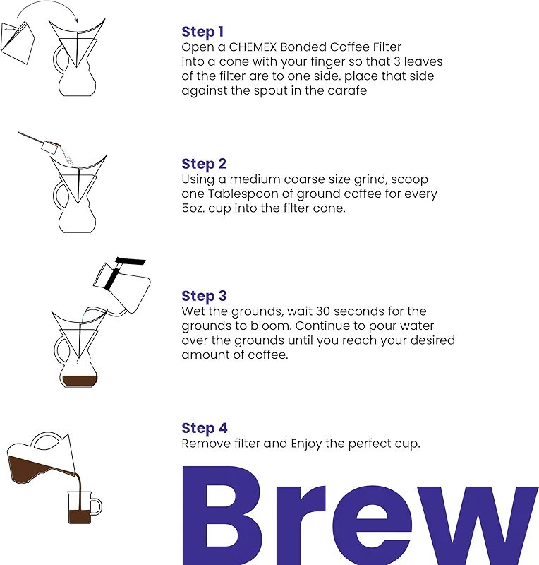 Chemex Pour-Over Glass Coffeemaker - Glass Handle Series - 6-Cup