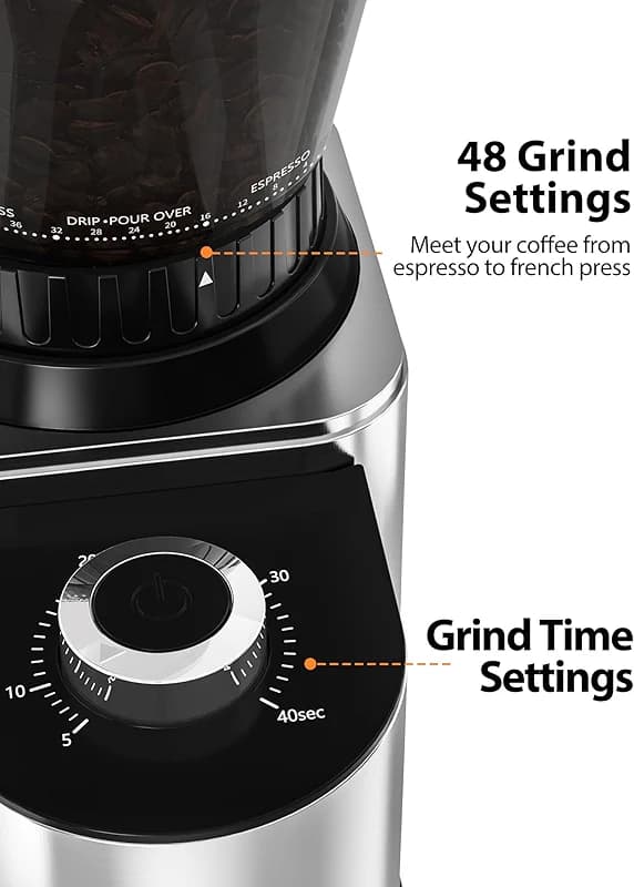 Aromaster Burr Coffee Grinder with 48 Gind Settings — image 3